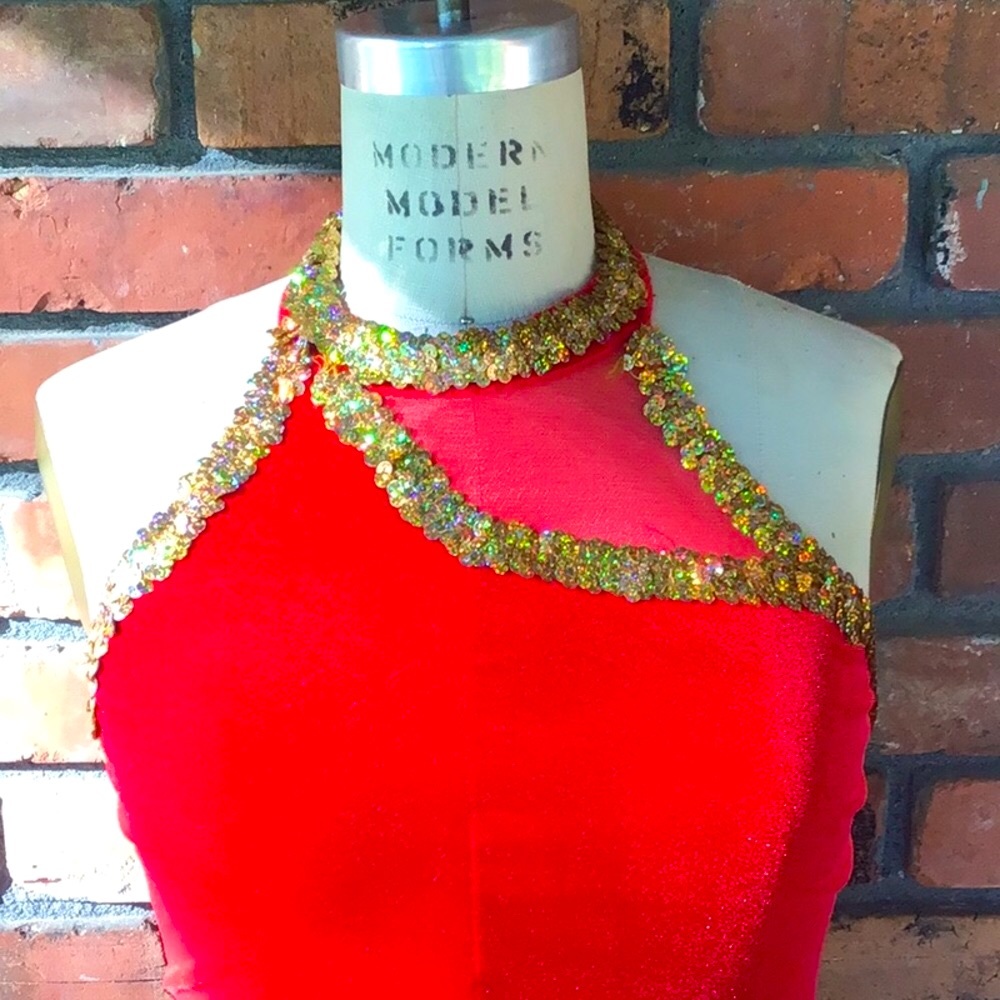 Red Stretch Polyester Salsa Costume Adult Medium